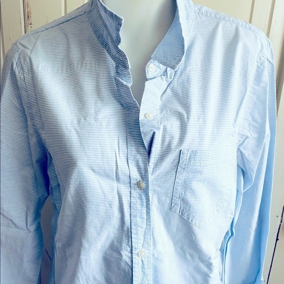 Gap Boyfriend Shirt -M blue striped , cotton - Picture 2 of 6